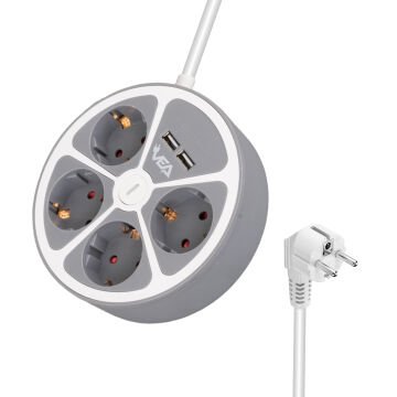 Vea VE-G604YU 4'lü 2 USB’li Anahtarlı 1.5 Metre Grup Priz