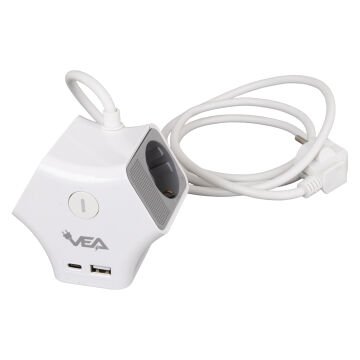 Vea VE-G903YC 3'lü USB+ Type-C Girişli Anahtarlı 1.5 Metre Grup Priz