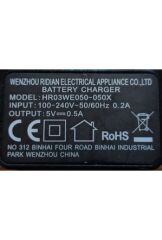 Wenzhou 5 Volt 0.5 Amper Tıraş Makinesi Şarj Adaptörü HR03WE050-050X