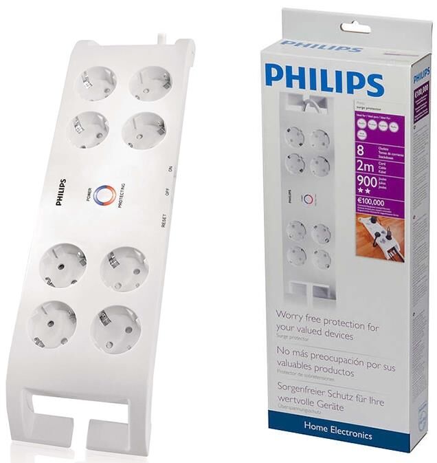 Philips Spn 3080B 8'Li 2Mt Beyaz Akım Korumalı Priz