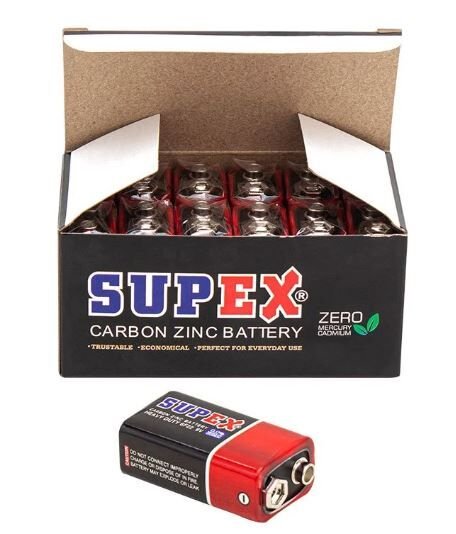 Supex 6F22 9 Volt Pil 12 'Li Paket