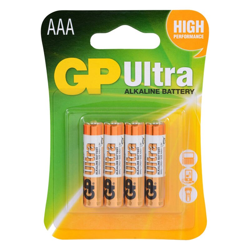 GP Ultra Alkalin AAA LR03 İnce Kalem Pil G-Tech (4'lü Paket)