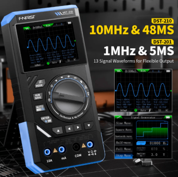 FNIRSI DST-210 3’ü 1 Arada El Tipi Osiloskop + Multimetre + Sinyal Jeneratörü