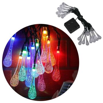 PowerMaster PM-29077 8 Modlu Solar 5M Renkli Su Damlası LED Zinciri - Su Geçirmez Bahçe ve Balkon Aydınlatması