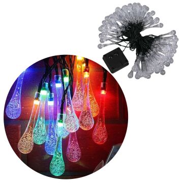 PowerMaster PM-29078 8 Modlu Solar 12M Renkli Su Damlası LED Zinciri - Su Geçirmez Bahçe ve Balkon Aydınlatması