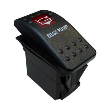 PowerMaster ﻿Sintine Pompa Sembollü Işıklı 3 Pinli On-Off 12-24V Marin Switch