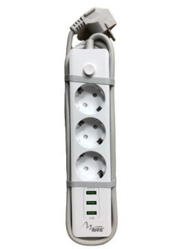 Mate Akım Korumalı Priz 3lü + Usb Çıkış