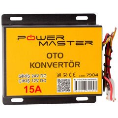 PowerMaster PM-7904 24-12 Volt 15 Amper Oto Konvertör Voltaj Düşürücü