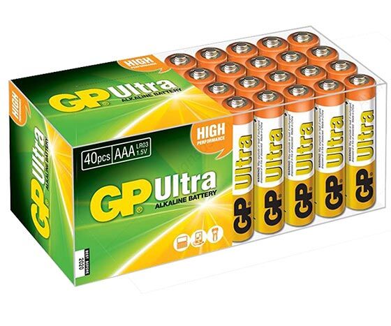 GP Ultra Alkaline AAA LR03 İnce Kalem Pil 40'lı Paket (G-Tech)