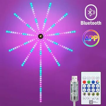 Sunup SN-22231 Bluetooth Havai Fişek LED Seti Sese Duyarlı RGB Rengi Akıllı Şerit Işık 200+ Efektli Oda Aydınlatma