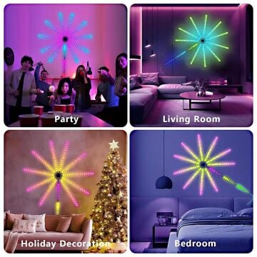 Sunup SN-22231 Bluetooth Havai Fişek LED Seti Sese Duyarlı RGB Rengi Akıllı Şerit Işık 200+ Efektli Oda Aydınlatma