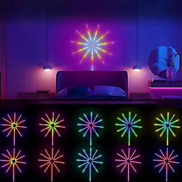 Sunup SN-22231 Bluetooth Havai Fişek LED Seti Sese Duyarlı RGB Rengi Akıllı Şerit Işık 200+ Efektli Oda Aydınlatma