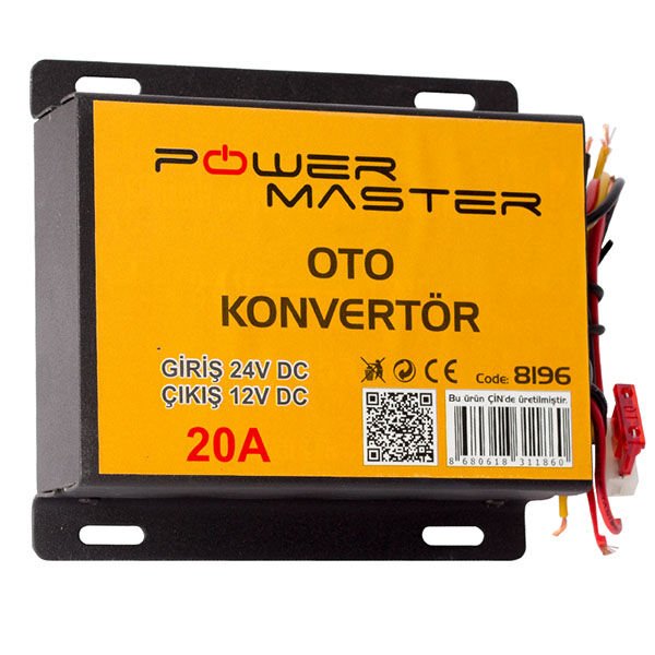 PowerMaster PM-8196 24-12 Volt 20 Amper Oto Konvertör Voltaj Düşürücü