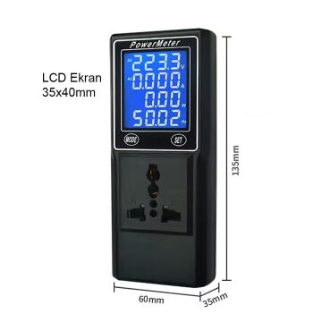 PowerMaster PM-26400 Volt Amper Watt HZ Güç Ölçer Dijital Ekranlı (Powermeter)