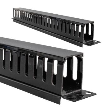Powermaster TD-L801-12 19'' 1U Rack Kabin Yatay Kablo Düzenleyici Kapaklı Kanal Yandan Geçişli