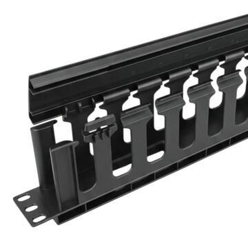 Powermaster TD-L801-12 19'' 1U Rack Kabin Yatay Kablo Düzenleyici Kapaklı Kanal Yandan Geçişli