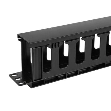 Powermaster TD-L801-12 19'' 1U Rack Kabin Yatay Kablo Düzenleyici Kapaklı Kanal Yandan Geçişli