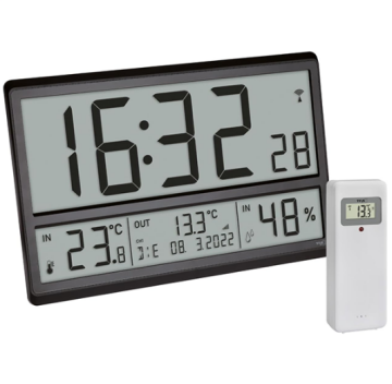 TFA 60.4523.01 Dijital XL Duvar Saati İç-Dış Sıcaklık, Nem ve Tarih Göstergeli