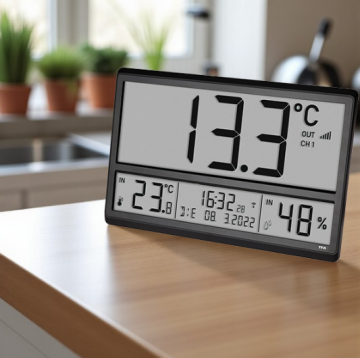 TFA 60.4523.01 Dijital XL Duvar Saati İç-Dış Sıcaklık, Nem ve Tarih Göstergeli