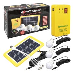 Powermaster Solar Aydınlatma Seti Çok Uçlu 3 Ampullü
