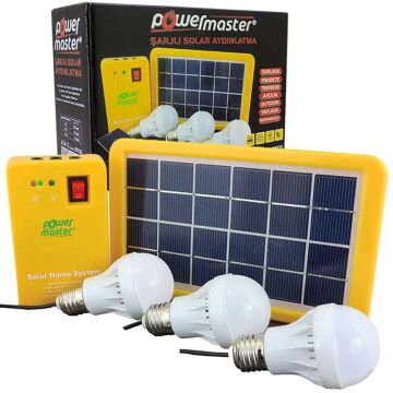 Powermaster Solar Aydınlatma Seti Çok Uçlu 3 Ampullü