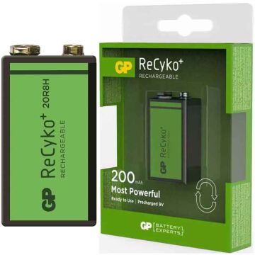 GP Batteries ReCyko 200 mAh 9V Boy Ni-Mh Şarjlı Pil Tekli Paket