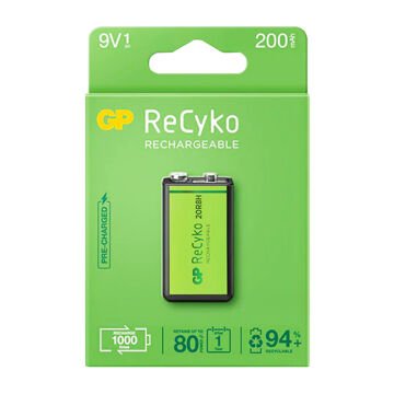 GP Batteries ReCyko 200 mAh 9V Boy Ni-Mh Şarjlı Pil Tekli Paket