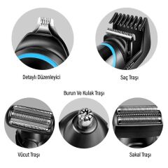 BIAOYA BAY-690 TURBO ŞARJLI KABLOSUZ 5IN1 TIRAŞ MAKİNESİ