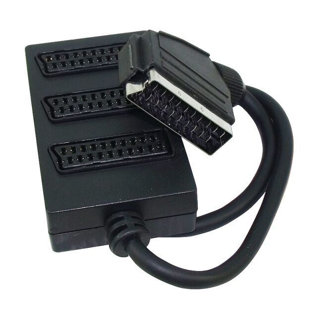 Elektromer 3\'lü Scart Dağıtıcı (1 Erkek-3 Dişi Scart)