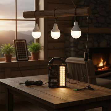 PowerMaster GD-999 Güneş Enerjili Solar Aydınlatma Sistemi 3 Ampullü Powerbank Özellikli Taşınabilir Kamp Seti