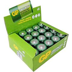 GP Greencell R20 1.5V Büyük D Boy Çinko-Karbon Pil 20'li Paket (13G)
