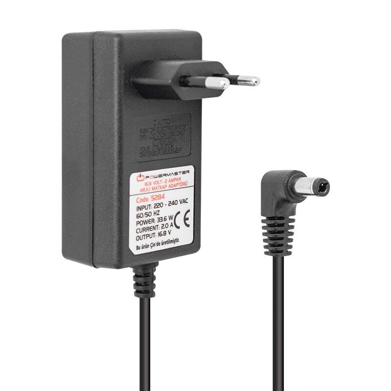 POWERMASTER PM-5284  16.8 VOLT - 2 AMPER - 33.6 WATT 5.5*2.5 L UÇLU ŞARJLI MATKAP ADAPTÖRÜ