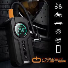 PowerMaster Powerbank Araç Akü Şarj Lastik Hava Kompresörü Şişirici Taşınabilir Dijital Kablosuz El Feneri