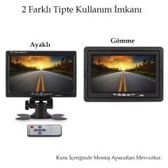 PowerMaster PM-15487 7'' TFT Lcd Dijital Monitör 2 Kanal Geri Görüş Kamerası Tetiklemeli 800X480P