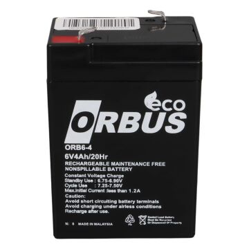 Orbus Eco ORB6-4 6 Volt 4 Amper Kuru Işıldak Aküsü (70x48x101 Mm)