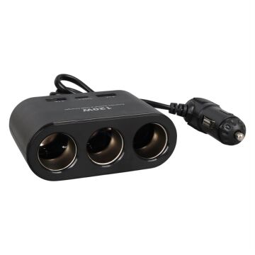 Olesson 1653 12-24V Çift USB + TYPE-C Girişli 100W 70cm Kablolu 3'lü Araç Çakmak Çoklayıcı