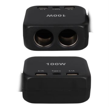 Olesson 1655 12-24V TYPE-C + Çift USB-A Girişli 100W 2'li Araç Çakmak Çoklayıcı