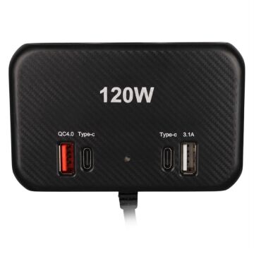 Olesson 1656 12-24V Çift USB + Çift TYPE-C 120W 80cm Kablolu 3'lü Araç Çakmak Çoklayıcı