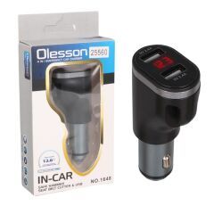 Olesson 1648 12-24V Çift USB Girişli 5V-2.4A Dijital Voltaj Ekranlı Araç Çakmaklık Şarj Aleti