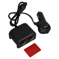 Olesson 1641 12-24V Tek USB Girişli 120W 80cm Kablolu Dijital Voltaj Ekranlı 2'li Araç Çakmak Çoklayıcı