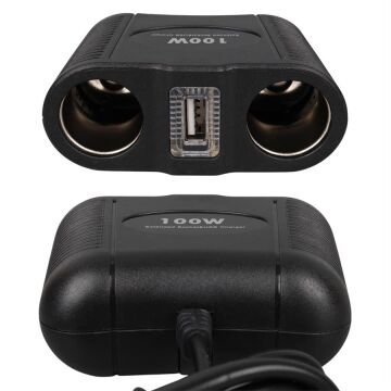 Olesson 1645 12-24V Tek USB Girişli 100W 70cm Kablolu 2'li Araç Çakmak Çoklayıcı