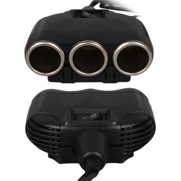 Olesson 1634 12-24V Tek USB Girişli 120W 80cm Kablolu Dijital Voltaj Ekranlı 3'lü Araç Çakmak Çoklayıcı