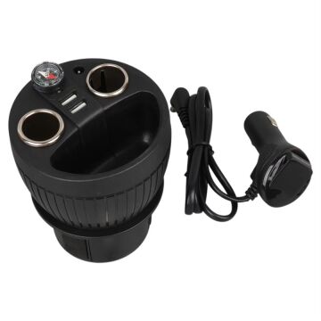 Olesson 1640 12-24V Çift USB Girişli 120W 80cm Kablolu Dijital Voltaj Ekranlı 2'li Araç Çakmak Çoklayıcı