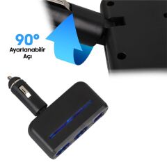 Olesson 1637 12-24V Çift USB Girişli 120W 2'li Araç Çakmak Çoklayıcı