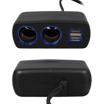 Olesson 1638 12-24V Çift USB Girişli 120W 80 CM Kablolu 2'LI Araç Çakmak Çoklayıcı