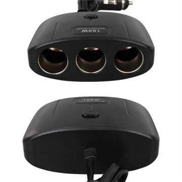 Olesson 1635 12-24V Çift USB Girişli 100W 70 CM Kablolu 3'LÜ Araç Çakmak Çoklayıcı 100x66x40mm