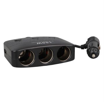 Olesson 1636 12-24V Çift USB Girişli 100W 70 CM Kablolu 3'LÜ Araç Çakmak Çoklayıcı