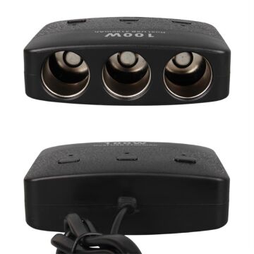 Olesson 1636 12-24V Çift USB Girişli 100W 70 CM Kablolu 3'LÜ Araç Çakmak Çoklayıcı