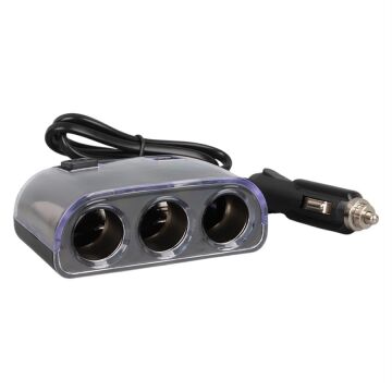 Olesson 1505 12-24V Çift USB Girişli 120W 80cm Kablolu 3'LÜ Araç Çakmak Çoklayıcı