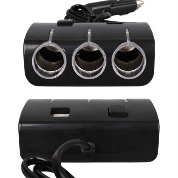 Olesson 1506 12-24V Çift USB Girişli 120W 80 CM Kablolu 3'LÜ Araç Çakmak Çoklayıcı